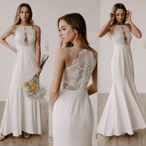 Watters barton ivory lace illusion mermaid gown FINAL PRICE NO OFFERS CONSIDERED - Picture 1 of 11
